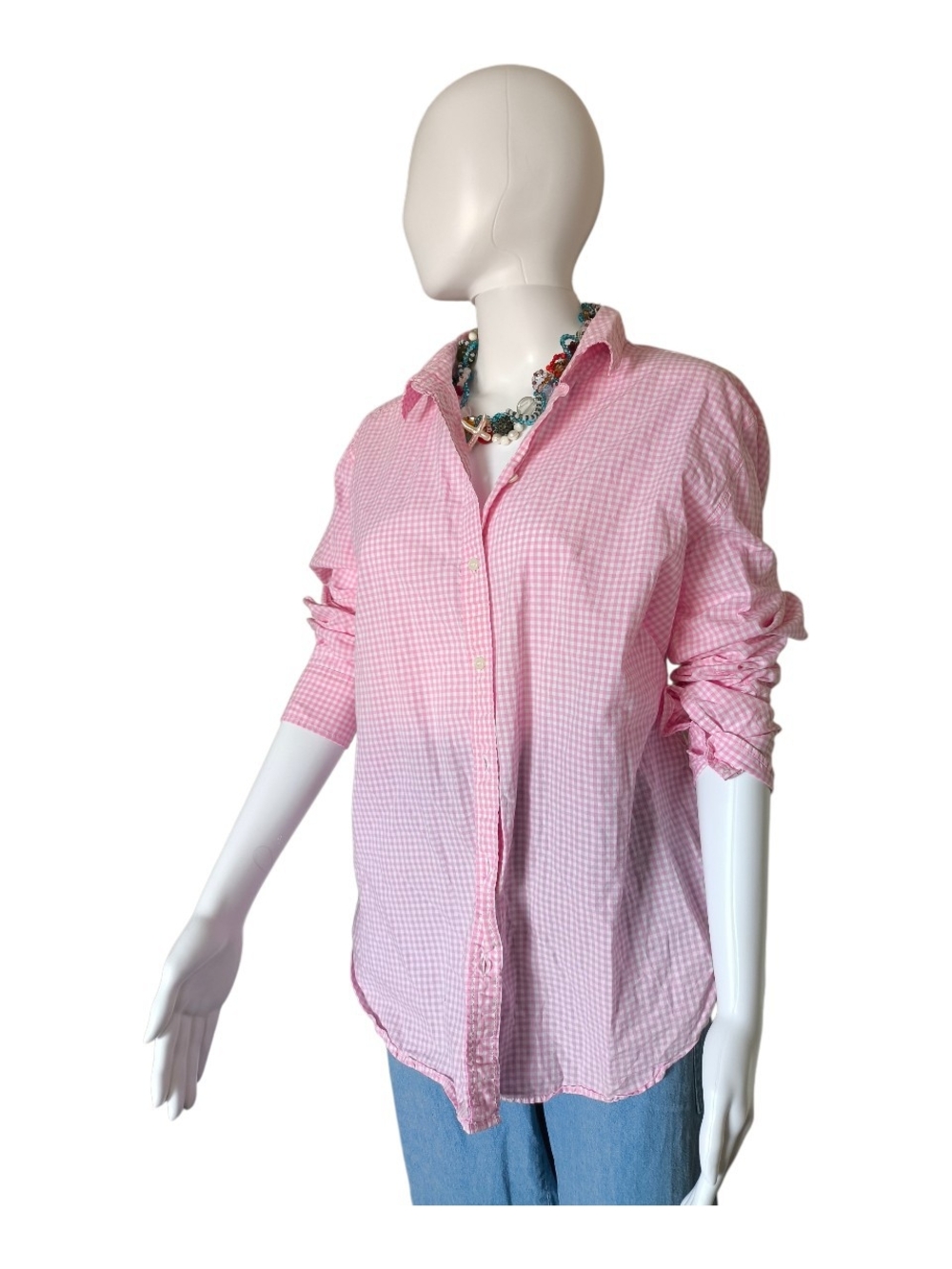 LOGG by H&M Pink Gingham Button Front Shirt Size 10